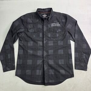 Harley Davidson Motorcycles Performance Long Sleeve Button Up Shirt Men's L EUC